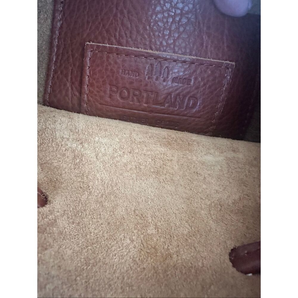 Portland Leather Brown Pebbled Bucket Bag With Tassel - Picture 2 of 4